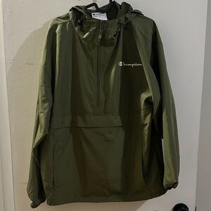 Champion Olive Green Pullover Windbreaker Jacket